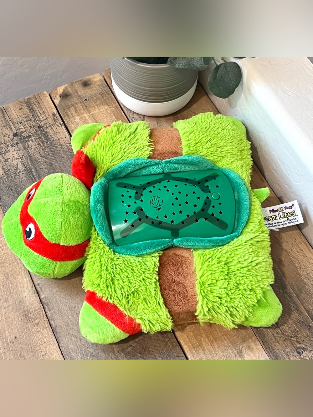 Pillow Pets Dream Lites TMNT Raphael Turtle Night Light Star Projector Plush 11" - Picture 3 of 8